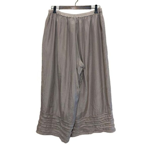 Moyuru Cotton Silk Pants Dark Beige Pull On Wide Leg Relaxed Fit Womens One Size - Picture 3 of 9